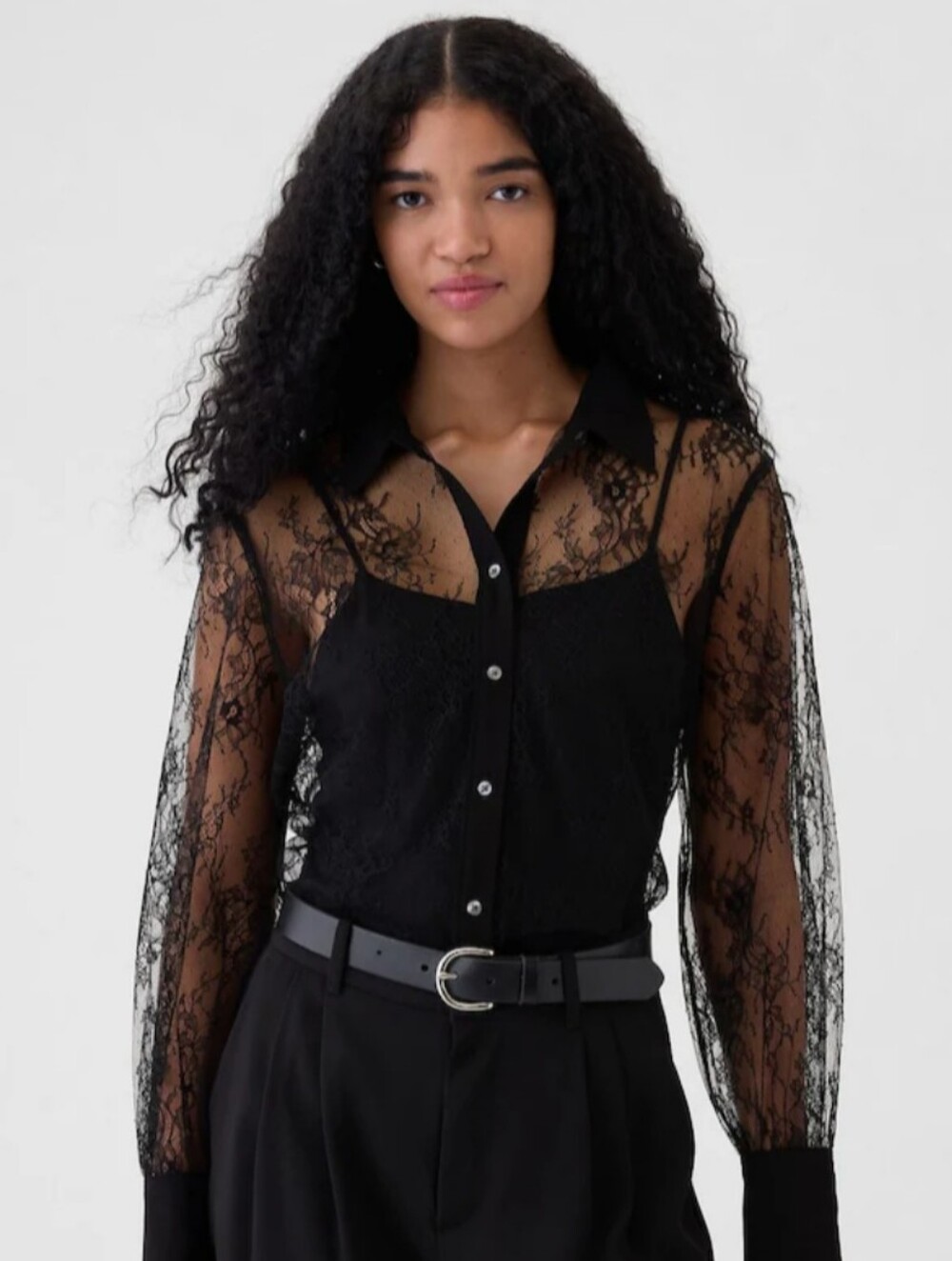 GAP 🖤 Black Sheer Lace Classic Shirt 🖤 Size Small